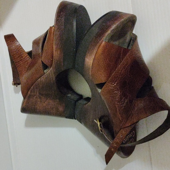 Colleen Cordero Brown Leather Platform Sandal Heel - Picture 4 of 11